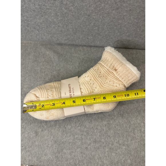 Soma Cable Knit Sherpained Sweater Slipper Super Socks Ivory Cream One Size NWT - Picture 7 of 7